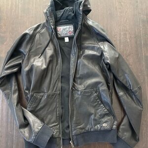 Vintage Diesel Leather Jacket (Hooded)